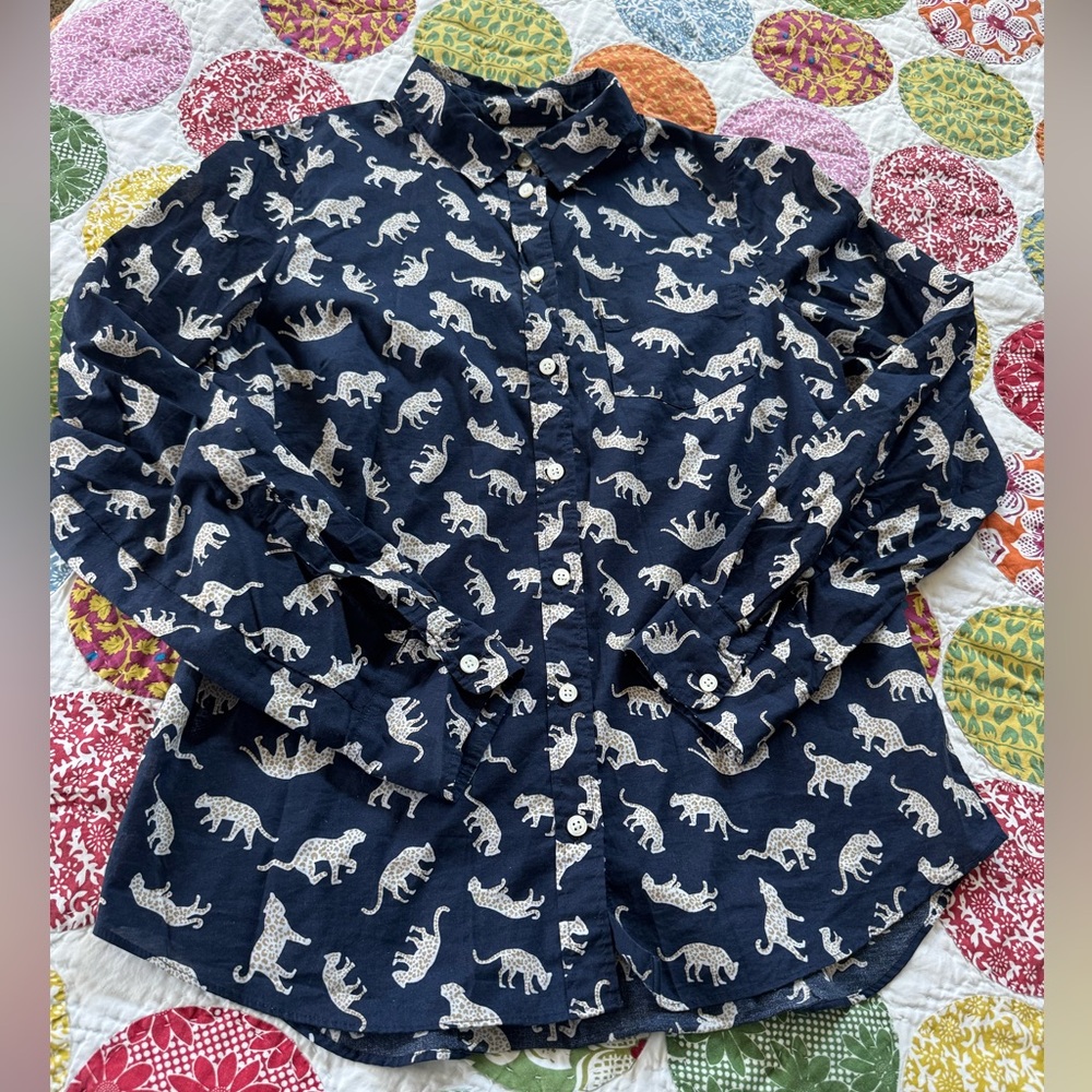 J.CREW Jaguar Print Cotton Shirt - M
